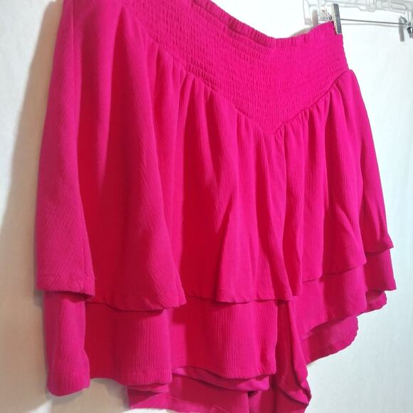 Torrid Pink Peacock 3.5 Inch Pull-On Washable Gauze Smocked Ruffle Short Sz 4X - Picture 3 of 8